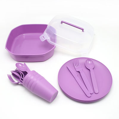 4 Personen Portable Pigmentierte Outdoor-Tischgeschirr Set beinhaltet Messer Gabel Löffel Teller