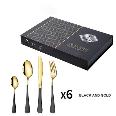 24 Stück Edelstahl Besteck Messer Gabel Löffel Flatware Cubiertos mit Geschenkbox