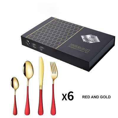 24 Stück Edelstahl Besteck Messer Gabel Löffel Flatware Cubiertos mit Geschenkbox