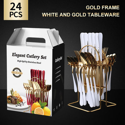 24 Stück Edelstahl Besteck Messer Gabel Löffel Flatware Cubiertos mit Geschenkbox