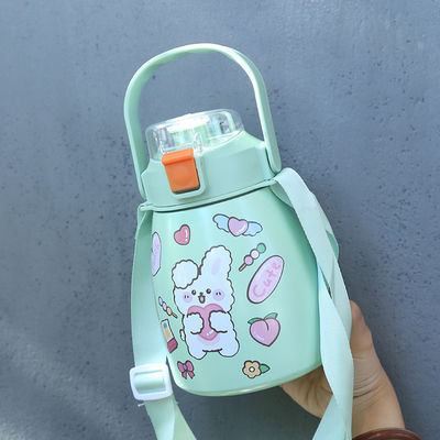 Wasserflasche aus Edelstahl mit Doppelwand mit abnehmbarem Stroh