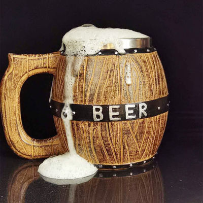550 ml Holzgriffe Edelstahl Bier Kaffeetasse mit 304 Innen und ABS Außen