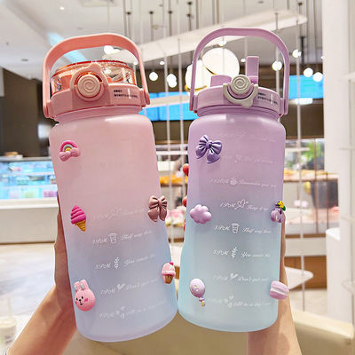 Motivationsflasche mit Zeitmarker BPA-frei 64OZ und Schrägfarbdesign