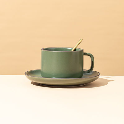 250 ml Kapazität Nordic Matte Keramik Kaffeetasse und Tellerbündel mit passendem Löffel