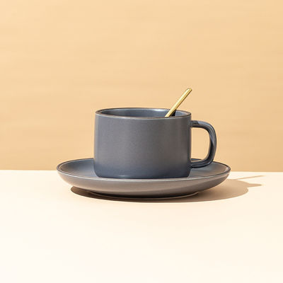 250 ml Kapazität Nordic Matte Keramik Kaffeetasse und Tellerbündel mit passendem Löffel