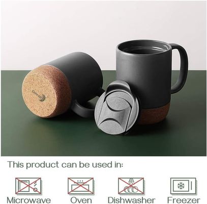 Große Kaffeetasse mit Handgriff Minimalist Stil Isolierter Kork Boden Spritzsicherung Deckel