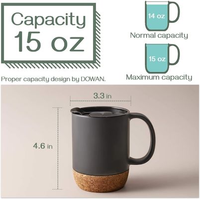 Große Kaffeetasse mit Handgriff Minimalist Stil Isolierter Kork Boden Spritzsicherung Deckel
