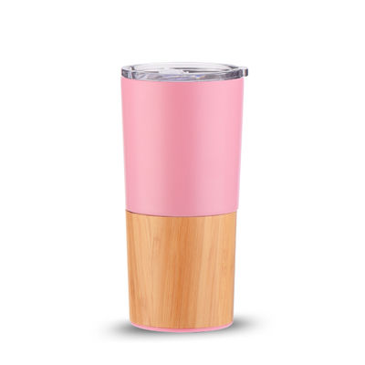 Nachhaltige 20oz halbe Bambuschalen Vakuum Isolierter Tumbler Reisen Kaffeebecher Kapazität