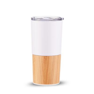 Nachhaltige 20oz halbe Bambuschalen Vakuum Isolierter Tumbler Reisen Kaffeebecher Kapazität