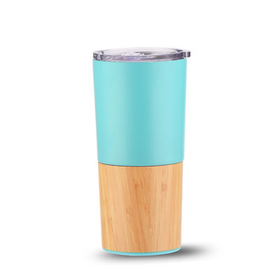 Nachhaltige 20oz halbe Bambuschalen Vakuum Isolierter Tumbler Reisen Kaffeebecher Kapazität