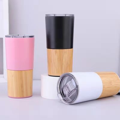 Nachhaltige 20oz halbe Bambuschalen Vakuum Isolierter Tumbler Reisen Kaffeebecher Kapazität