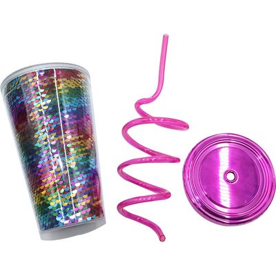 Custom Logo Glitter Tumbler mit Stroh und Deckel für das Wasser fließt mit Korrosionsbekleidung