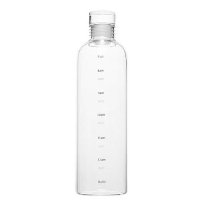Minimalistische Gestaltung 500 ml BPA-freie Borosilikat-Glasflasche mit Zeitmarker