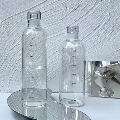 Minimalistische Gestaltung 500 ml BPA-freie Borosilikat-Glasflasche mit Zeitmarker
