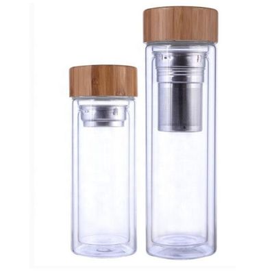 Glasflasche mit hohem Borosilikatgehalt, 350 ml, mit Tee- und Wassertrennbecher-Infuser