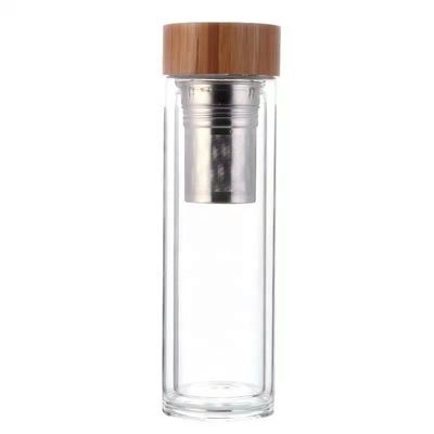 Glasflasche mit hohem Borosilikatgehalt, 350 ml, mit Tee- und Wassertrennbecher-Infuser