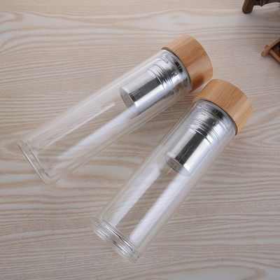 Glasflasche mit hohem Borosilikatgehalt, 350 ml, mit Tee- und Wassertrennbecher-Infuser