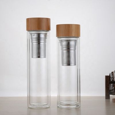 Glasflasche mit hohem Borosilikatgehalt, 350 ml, mit Tee- und Wassertrennbecher-Infuser