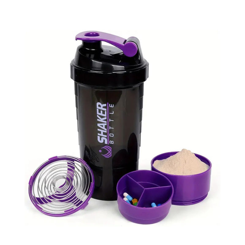 Leakproof 16oz Fitness Fitness Gym Sport Proteinmischungen Shaker Flasche mit zwei zusätzlichen Abteilungen