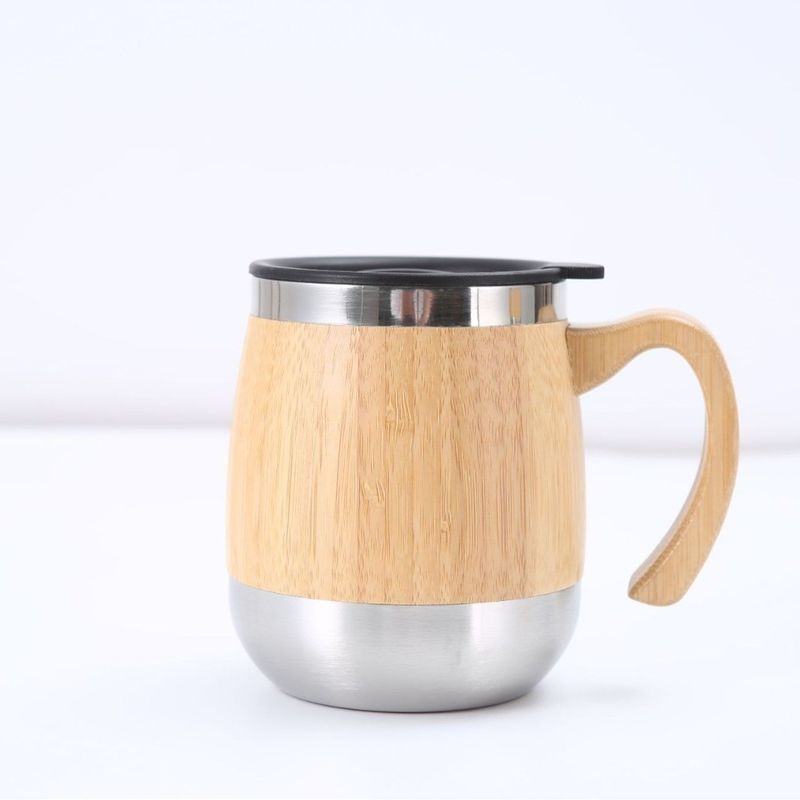 450 ml Bamboo Edelstahl Becher Klassischer Design Stil und HANDGRIP Zubehör für Sie