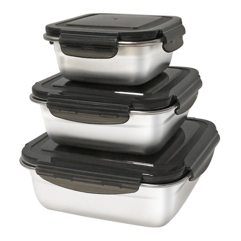 Rechteckige 400/750/1200ml Edelstahl Bento Lunch Box Set mit Schließdeckel und langlebig