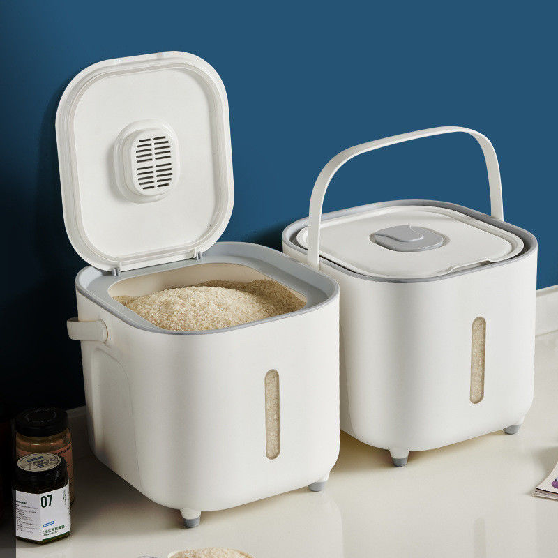 Anpassbares Logo Lebensmittelqualität PP Kunststoff Reisbehälter mit Löffel 5-10 kg Ladung