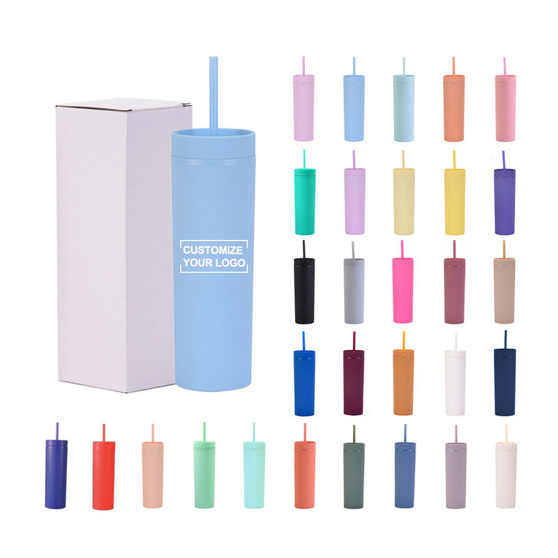 186g maßgeschneiderte Acryl Pastellfarbene Tumbler 16oz wiederverwendbare Plastikbecher mit Stroh