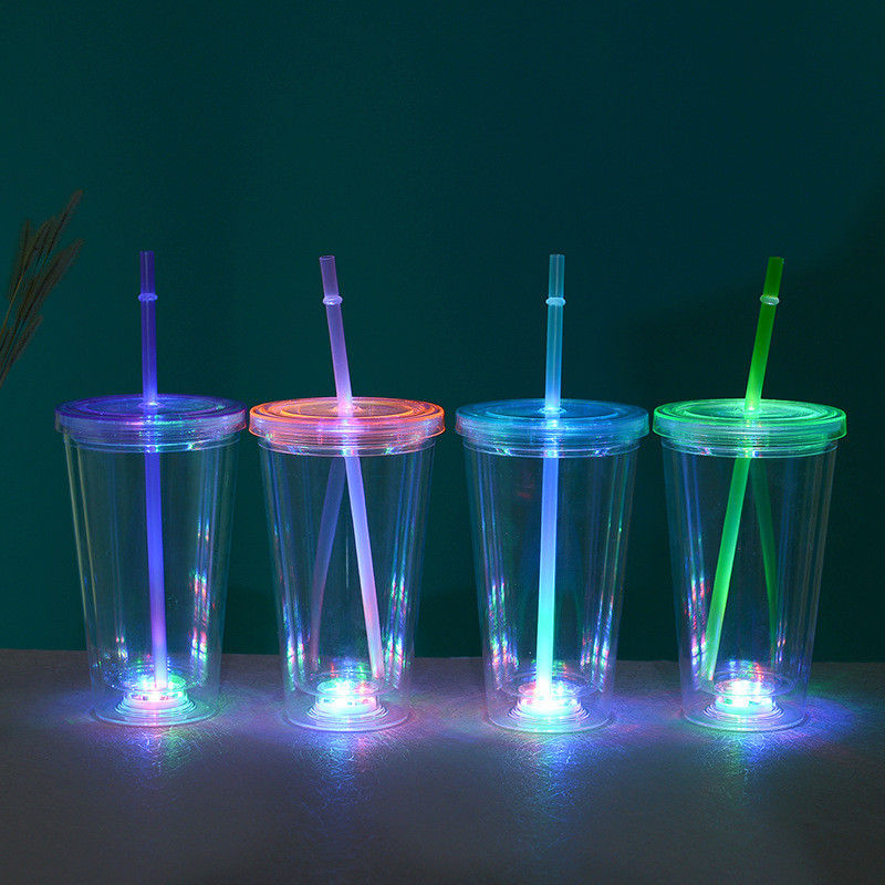 16oz Led Trink Party Wasser Blitzlichter Licht Up Cup Plastik Led Doppelwand Tumbler