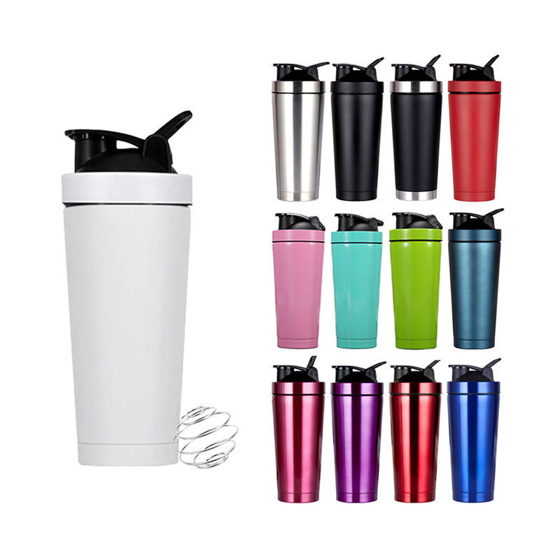 739 ml / 500 ml Kapazität Mahlfarbe Edelstahl Protein Shaker Flasche für Fitnessstudio