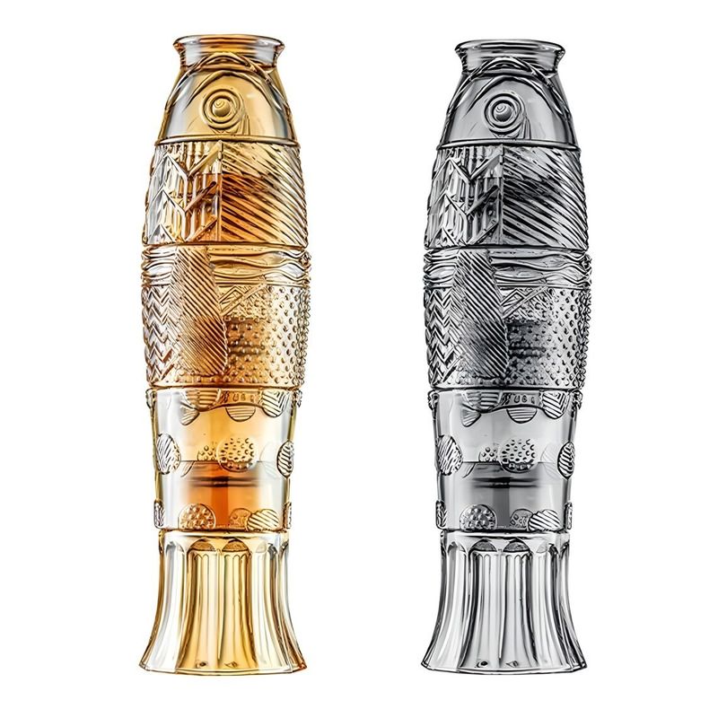 Handgefertigte Amber Blau Grau Glas Koi Fisch Set für Geschäftsgeschenke im amerikanischen Stil