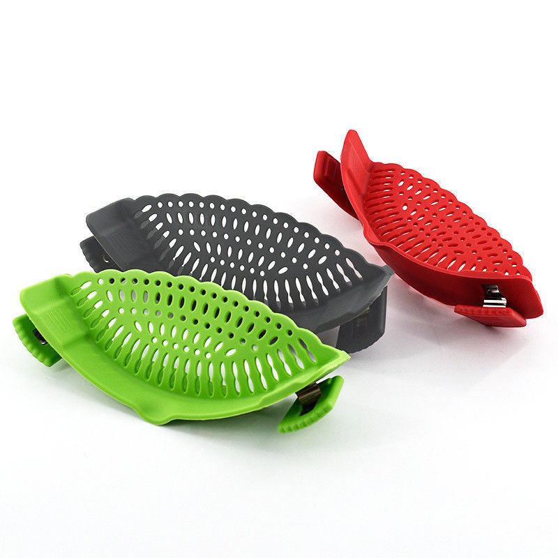 Clip On Sieb für Töpfe Pan passt alle Töpfe und Schüsseln Silicone Küchensieber