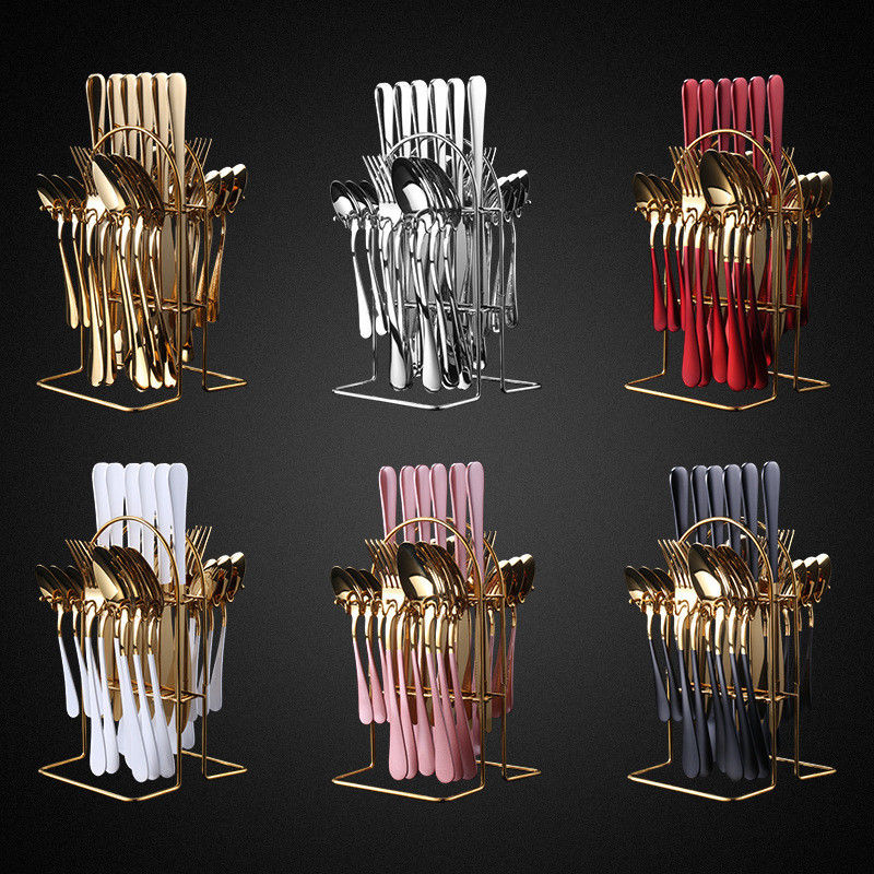 24 Stück Edelstahl Besteck Messer Gabel Löffel Flatware Cubiertos mit Geschenkbox