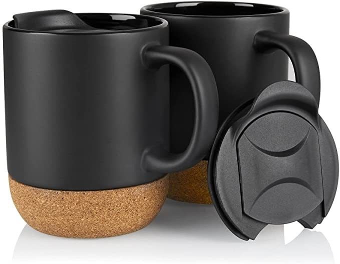 Große Kaffeetasse mit Handgriff Minimalist Stil Isolierter Kork Boden Spritzsicherung Deckel