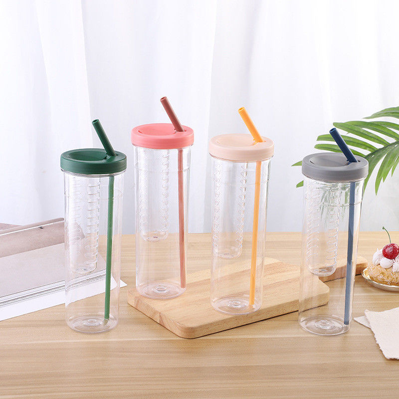 Outdoor-Sport-Must-Have-Food-Grad-Plastik-Wasserflasche mit Strohriemen und mehr